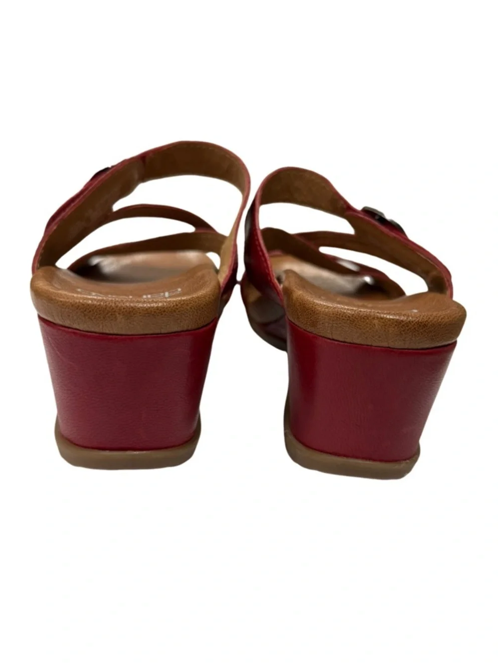 Dansko Ana Strappy Wedge Sandals Red Leather Size 38 (US 7.5-8)